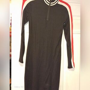 Heart Hips Black Dress with Red and White Stripes